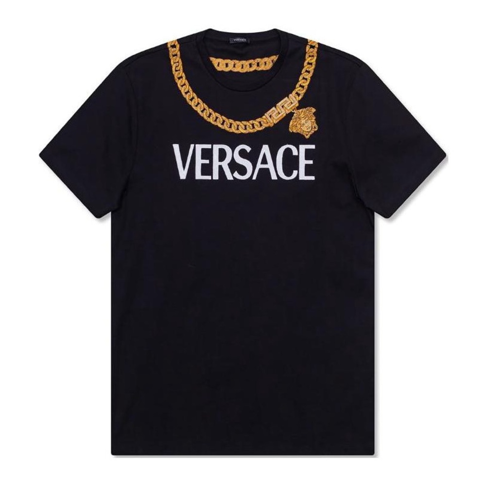 Versace Medusa logo-chain embroidered T-shirt